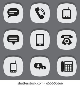 Set Of 9 Editable Gadget Icons. Includes Symbols Such As Transceiver, Smartphone, Comment And More. Can Be Used For Web, Mobile, UI And Infographic Design.