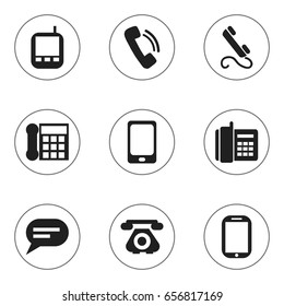 Set Of 9 Editable Gadget Icons. Includes Symbols Such As Smartphone, Transceiver, Tablet And More. Can Be Used For Web, Mobile, UI And Infographic Design.