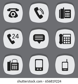 Set Of 9 Editable Gadget Icons. Includes Symbols Such As Talking, Calling Device, Chat And More. Can Be Used For Web, Mobile, UI And Infographic Design.