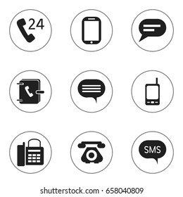 Set Of 9 Editable Gadget Icons. Includes Symbols Such As Address Notebook, Tablet, Radio Talkie And More. Can Be Used For Web, Mobile, UI And Infographic Design.