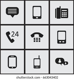 Set Of 9 Editable Gadget Icons. Includes Symbols Such As Call, Home Cellphone, Radio Talkie And More. Can Be Used For Web, Mobile, UI And Infographic Design.