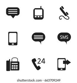Set Of 9 Editable Gadget Icons. Includes Symbols Such As Chat, Phone, Share Display And More. Can Be Used For Web, Mobile, UI And Infographic Design.