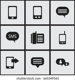 Set Of 9 Editable Gadget Icons. Includes Symbols Such As Chatting, Home Cellphone, Forum And More. Can Be Used For Web, Mobile, UI And Infographic Design.