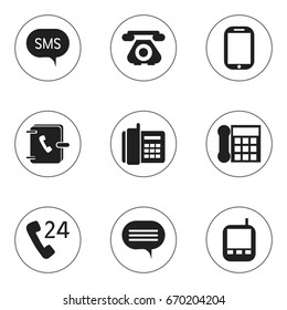 Set Of 9 Editable Gadget Icons. Includes Symbols Such As Forum, Calling Device, 24 Hour Servicing And More. Can Be Used For Web, Mobile, UI And Infographic Design.