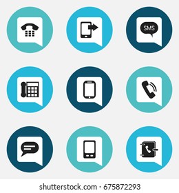 Set Of 9 Editable Gadget Icons. Includes Symbols Such As Call, Tablet, Message And More. Can Be Used For Web, Mobile, UI And Infographic Design.