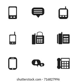 Set Of 9 Editable Gadget Icons. Includes Symbols Such As Transceiver, Tablet, Calling Device And More. Can Be Used For Web, Mobile, UI And Infographic Design.