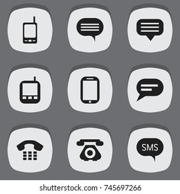 Set Of 9 Editable Gadget Icons. Includes Symbols Such As Call, Tablet, Telecommunication And More. Can Be Used For Web, Mobile, UI And Infographic Design.