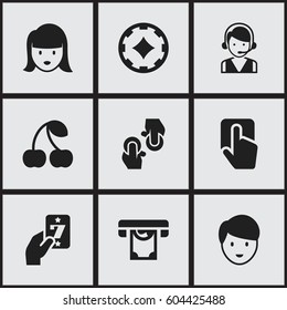 Set Of 9 Editable Gambling Icons. Includes Symbols Such As Berry, Exchange, Printer And More. Can Be Used For Web, Mobile, UI And Infographic Design.