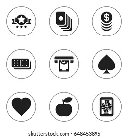 Set Of 9 Editable Game Icons. Includes Symbols Such As Love, Printer, Stacked Money And More. Can Be Used For Web, Mobile, UI And Infographic Design.