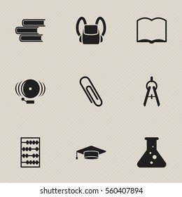 Set Of 9 Editable Graduation Icons. Includes Symbols Such As Staple, Graduate, Arithmetic And More. Can Be Used For Web, Mobile, UI And Infographic Design.