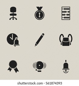 Set Of 9 Editable Graduation Icons. Includes Symbols Such As Work Seat, Ring, Schoolbag And More. Can Be Used For Web, Mobile, UI And Infographic Design.