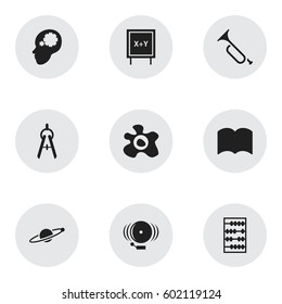 Set Of 9 Editable Graduation Icons. Includes Symbols Such As Astrology, Creative Idea, Ring And More. Can Be Used For Web, Mobile, UI And Infographic Design.
