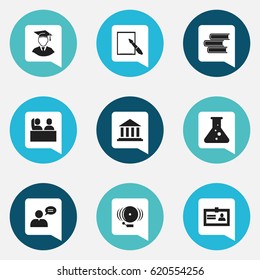 Set Of 9 Editable Graduation Icons. Includes Symbols Such As Diplomaed Male, Library, Chemistry And More. Can Be Used For Web, Mobile, UI And Infographic Design.