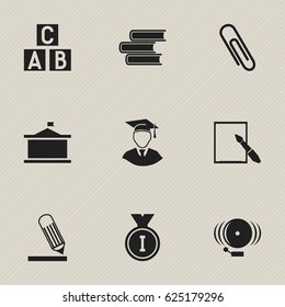Set Of 9 Editable Graduation Icons. Includes Symbols Such As Ring, Diplomaed Male, First Place And More. Can Be Used For Web, Mobile, UI And Infographic Design.