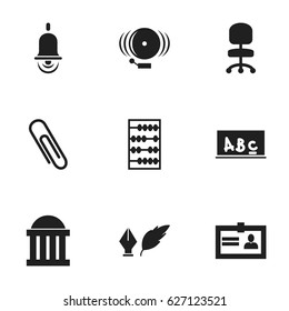 Set Of 9 Editable Graduation Icons. Includes Symbols Such As School Board, Certification, Alarm Bell And More. Can Be Used For Web, Mobile, UI And Infographic Design.