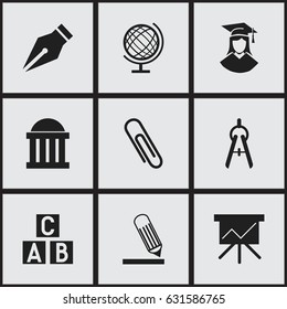 Set Of 9 Editable Graduation Icons. Includes Symbols Such As Nib, Chart Board, Graduated Female And More. Can Be Used For Web, Mobile, UI And Infographic Design.