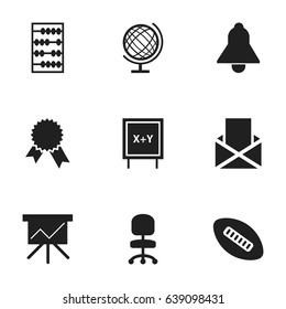 Set Of 9 Editable Graduation Icons. Includes Symbols Such As Chart Board, Work Seat, Blackboard And More. Can Be Used For Web, Mobile, UI And Infographic Design.