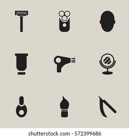 Set Of 9 Editable Hairstylist Icons. Includes Symbols Such As Container, Scrub, Brains And More. Can Be Used For Web, Mobile, UI And Infographic Design.