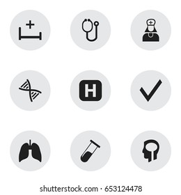 Set Of 9 Editable Health Icons. Includes Symbols Such As Genome, Intelligence, Clinic And More. Can Be Used For Web, Mobile, UI And Infographic Design.