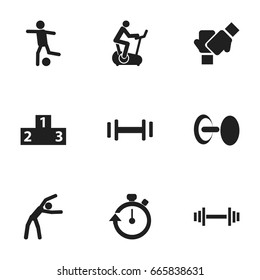 Set Of 9 Editable Healthy Icons. Includes Symbols Such As Gauntlet, Crossbar, Heft And More. Can Be Used For Web, Mobile, UI And Infographic Design.