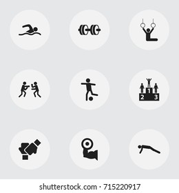 Set Of 9 Editable Healthy Icons. Includes Symbols Such As Fight, Football, Acrobat And More. Can Be Used For Web, Mobile, UI And Infographic Design.