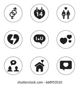 Set Of 9 Editable Heart Icons. Includes Symbols Such As Dear, Love Message, Matrimony And More. Can Be Used For Web, Mobile, UI And Infographic Design.