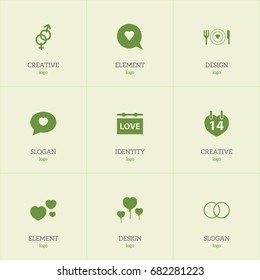 Set Of 9 Editable Heart Icons. Includes Symbols Such As Sexuality, Engagement, Valentines Day And More. Can Be Used For Web, Mobile, UI And Infographic Design.