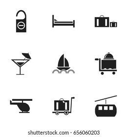 Set Of 9 Editable Holiday Icons. Includes Symbols Such As Yacht, Chopper, Mattress And More. Can Be Used For Web, Mobile, UI And Infographic Design.