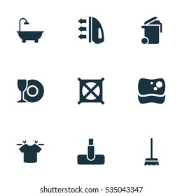 Set Of 9 Editable Hygiene Icons. Includes Symbols Such As Bathroom, Steam, Washing Tool And More. Can Be Used For Web, Mobile, UI And Infographic Design.