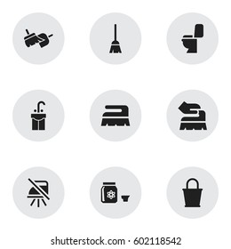 Set Of 9 Editable Hygiene Icons. Includes Symbols Such As Notice, Pail, Brooming And More. Can Be Used For Web, Mobile, UI And Infographic Design.