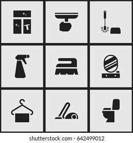 Set Of 9 Editable Hygiene Icons. Includes Symbols Such As Sweep, Pulverizer, Restroom And More. Can Be Used For Web, Mobile, UI And Infographic Design.