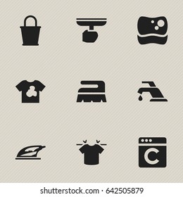 Set Of 9 Editable Hygiene Icons. Includes Symbols Such As Sweep, Pail, Brush And More. Can Be Used For Web, Mobile, UI And Infographic Design.