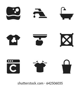 Set Of 9 Editable Hygiene Icons. Includes Symbols Such As Brush, Washing Tool, Bathroom And More. Can Be Used For Web, Mobile, UI And Infographic Design.