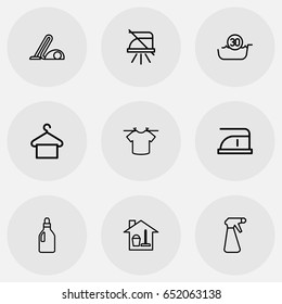 Set Of 9 Editable Hygiene Icons. Includes Symbols Such As Hoover, Notice, Cleaning Day And More. Can Be Used For Web, Mobile, UI And Infographic Design.