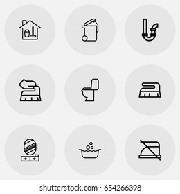 Set Of 9 Editable Hygiene Icons. Includes Symbols Such As Siphon, Brush, Cleaning Day And More. Can Be Used For Web, Mobile, UI And Infographic Design.