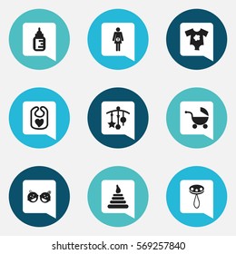 Set Of 9 Editable  Icons. Includes Symbols Such As Adorn, Tower, Twins Babies And More. Can Be Used For Web, Mobile, UI And Infographic Design.