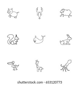 Set Of 9 Editable  Icons. Includes Symbols Such As Pelican, Ewe, Rabbit And More. Can Be Used For Web, Mobile, UI And Infographic Design.
