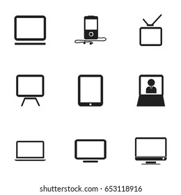 Set Of 9 Editable Instrument Icons. Includes Symbols Such As Tv, Television, Telly And More. Can Be Used For Web, Mobile, UI And Infographic Design.