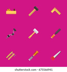 Set Of 9 Editable Instrument Icons. Includes Symbols Such As Nag, Boer, Jointer And More. Can Be Used For Web, Mobile, UI And Infographic Design.