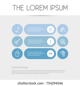 Set Of 9 Editable Instrument Outline Icons. Includes Symbols Such As Snow Trowel, Hacksaw, Vice And More. Can Be Used For Web, Mobile, UI And Infographic Design.