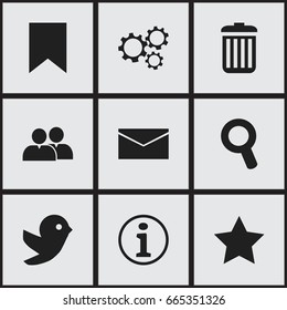 Set Of 9 Editable Internet Icons. Includes Symbols Such As Dove, Magnifier, Faq And More. Can Be Used For Web, Mobile, UI And Infographic Design.