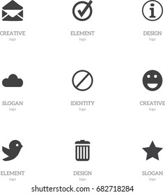 Set Of 9 Editable Internet Icons. Includes Symbols Such As Sky, Deny, Emoji And More. Can Be Used For Web, Mobile, UI And Infographic Design.