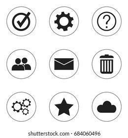 Set Of 9 Editable Internet Icons. Includes Symbols Such As Quiz, Approved, Mail And More. Can Be Used For Web, Mobile, UI And Infographic Design.