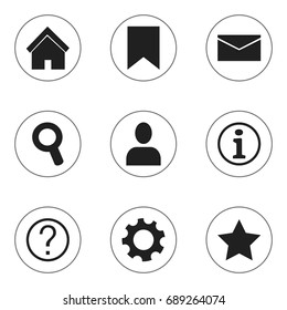Set Of 9 Editable Internet Icons. Includes Symbols Such As Home, Bookmark, Mail And More. Can Be Used For Web, Mobile, UI And Infographic Design.