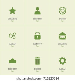 Set Of 9 Editable Internet Icons. Includes Symbols Such As Sky, Settings, Security And More. Can Be Used For Web, Mobile, UI And Infographic Design.