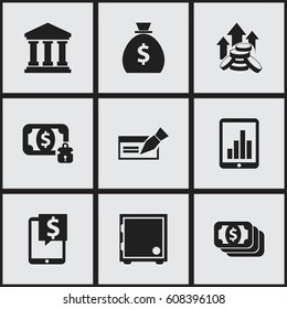 Set Of 9 Editable Investment Icons. Includes Symbols Such As Coins Raise, Banknote, Bucks And More. Can Be Used For Web, Mobile, UI And Infographic Design.