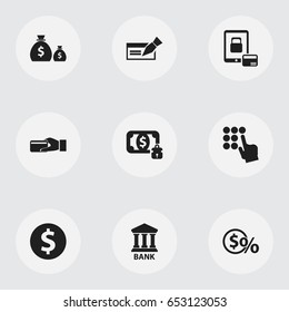 Set Of 9 Editable Investment Icons. Includes Symbols Such As Usa, Purchase, Museum And More. Can Be Used For Web, Mobile, UI And Infographic Design.