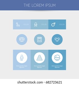 Set Of 9 Editable Kin Outline Icons. Includes Symbols Such As Grandpa, Female Sign, Daddy. Can Be Used For Web, Mobile, UI And Infographic Design.