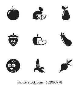 Set Of 9 Editable Kitchenware Icons. Includes Symbols Such As Love Apple, Lime, Duchess And More. Can Be Used For Web, Mobile, UI And Infographic Design.
