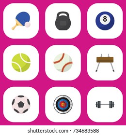 Set Of 9 Editable Lifestyle Flat Icons. Includes Symbols Such As Glob, Billiards, Gir And More. Can Be Used For Web, Mobile, UI And Infographic Design.